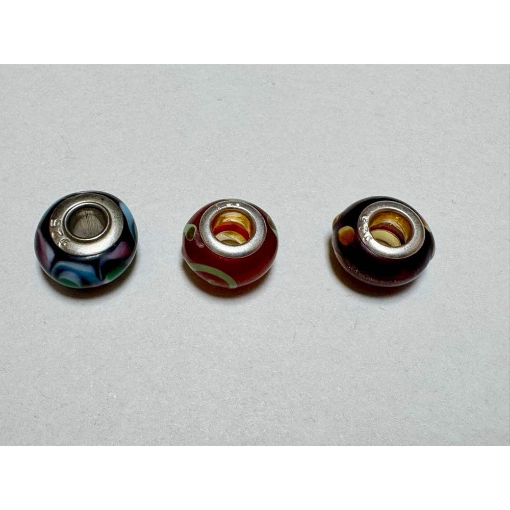 10x Murano Glass Charm Bracelet Beads - Sterling Silver Core - Picture 4 of 8